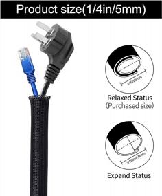img 3 attached to Organize Your Cables With AIRIC 25Ft Split Cable Management Sleeve - Flame Retardant Braided Mesh Wire Wrap For TV, Computer, Office, Home, & Auto With 3Pcs Cable Ties