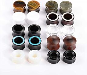 img 3 attached to 10 Pairs Mixed Stone Ear Plugs Gauges Tunnels Double Flare Expander Body Piercing Jewelry 0G-5/8" 8Mm-16Mm