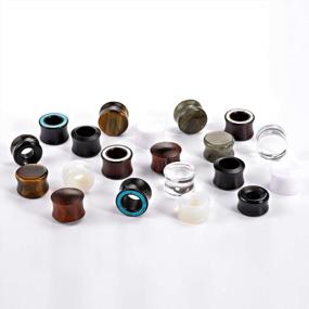 img 2 attached to 10 Pairs Mixed Stone Ear Plugs Gauges Tunnels Double Flare Expander Body Piercing Jewelry 0G-5/8" 8Mm-16Mm
