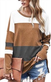 img 1 attached to Color Block Women'S Sweater: Odosalii Long Sleeve Crew Neck Pullover With High Low Tunic Design And Side Split Detail