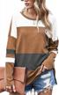 color block women's sweater: odosalii long sleeve crew neck pullover with high low tunic design and side split detail logo