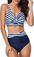 smismivo women's tummy control two piece swimsuit: 👙 high waisted ruched bathing suit with vintage bikini top logo