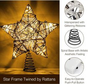 img 2 attached to Add Sparkle To Your Tree With Lewondr'S Glittering Rattan Christmas Star Tree Topper!