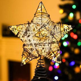 img 4 attached to Add Sparkle To Your Tree With Lewondr'S Glittering Rattan Christmas Star Tree Topper!