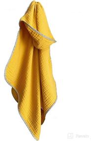 img 4 attached to 👶 Premium Mum Sweet Mum Baby Beach Towels: Organic Cotton Muslin, Hooded, 40x32”- Mustard Yellow - Best for Newborns to Toddlers