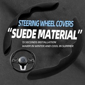 img 3 attached to 🚗 Enhance Your Driving Experience with Mtverver New Fluffy Anti-Skid Steering Wheel Cover - Non Slip & Safe Car Accessory for Universal Fit 99% Car (Suede Material Black)