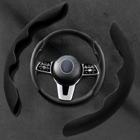 img 2 attached to 🚗 Enhance Your Driving Experience with Mtverver New Fluffy Anti-Skid Steering Wheel Cover - Non Slip & Safe Car Accessory for Universal Fit 99% Car (Suede Material Black)