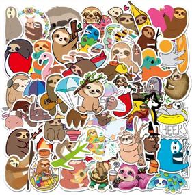 img 4 attached to Get Groovy With 50 Waterproof Sloth Stickers For Laptop, Skateboard, And More!