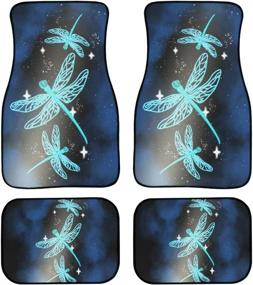 img 4 attached to JoyLamoria Bling Dragonfly Automotive Floor Mats Car Floor Mat Washable Car Floor Mats Organizer