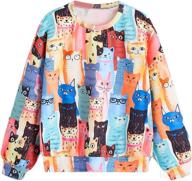 🐱 soly hux girl's cartoon cat letter print long sleeve pullover sweatshirt top logo