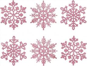 img 4 attached to 30Pcs Pink Large Glitter Snowflake Ornaments Set - Perfect Xmas Party Decorations For Home & Window Door Accessories