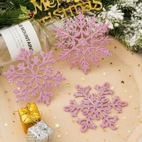 img 2 attached to 30Pcs Pink Large Glitter Snowflake Ornaments Set - Perfect Xmas Party Decorations For Home & Window Door Accessories
