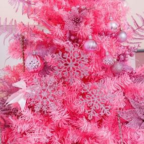 img 1 attached to 30Pcs Pink Large Glitter Snowflake Ornaments Set - Perfect Xmas Party Decorations For Home & Window Door Accessories