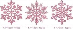 img 3 attached to 30Pcs Pink Large Glitter Snowflake Ornaments Set - Perfect Xmas Party Decorations For Home & Window Door Accessories