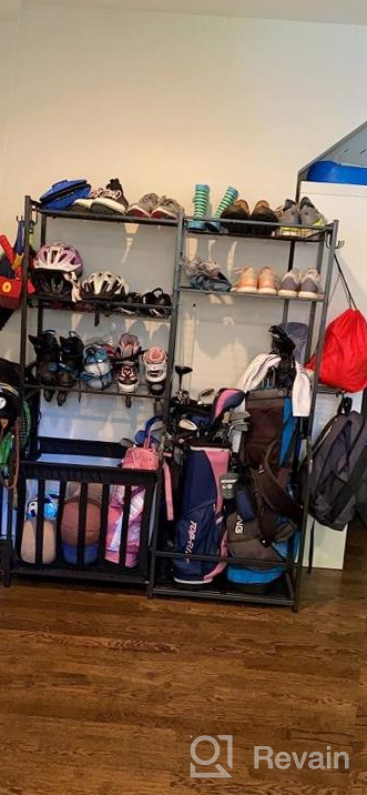 img 1 attached to Golf And Sports Equipment Storage Organizer - Garage Rack With 2 Bag Stands And Multiple Shelves For Efficient Storage - Mythinglogic review by Michael Ramu