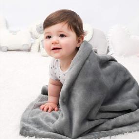 img 2 attached to TILLYOU Micro Fleece Plush Soft Toddler Blanket - Large Lightweight Crib Blanket For Baby Bed Lounger, 40X50 Gray