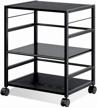 devaise mobile 3-shelf printer stand with adjustable shelves, modern printer cart with large storage space, printer stand for home office, black logo