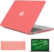 se7enline hard shell macbook case with keyboard cover and screen protector - a1534/a1931 model (2015-2019) - living coral logo