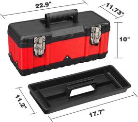 img 3 attached to 18.5 Inch Jack Boss Metal Tool Box: Small Portable Organizer with Built-in Short Non-slip Handle & Removable Tray – Ideal Car Tool Box