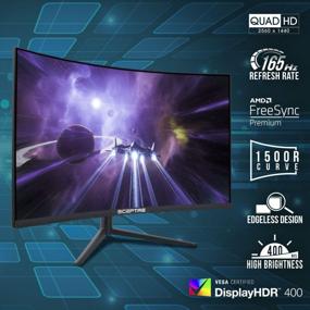 img 2 attached to 💠 C275B-QWD168 Sceptre 165Hz Curved DisplayPort Monitor with 2560x1440 Resolution, Adjustable Tilt, Built-in Speakers and Frameless Design