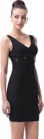 img 1 attached to Сверкающее бандажное платье с v-образным вырезом из бисера для женщин от Phistic