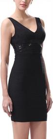 img 3 attached to Sparkling Beaded V-Neck Bandage Dress For Women By Phistic