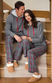 img 3 attached to Flannel Hoodie Pajama Sets For Men By PajamaGram - Stay Comfy And Stylish