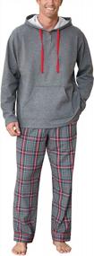 img 4 attached to Flannel Hoodie Pajama Sets For Men By PajamaGram - Stay Comfy And Stylish