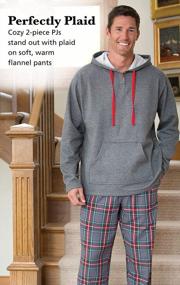 img 2 attached to Flannel Hoodie Pajama Sets For Men By PajamaGram - Stay Comfy And Stylish