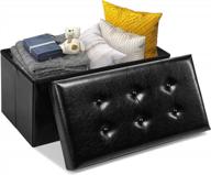 yitahome 30 inches folding 80l storage ottoman bench, faux leather footrest with memory foam padded seat holds upto 350 lbs. suitable for living room, bedroom, office and hallway (black) logo