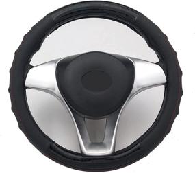 img 1 attached to 🚗 Universal 15-Inch Car Steering Wheel Cover - PU Leather Auto Vehicle Hub - Non-Slip Car Accessory Case (Black)