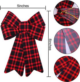 img 3 attached to 12 Pack Red Buffalo Plaid Christmas Wreath Bows - Velvet Bows For Indoor And Outdoor Decorations