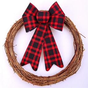 img 2 attached to 12 Pack Red Buffalo Plaid Christmas Wreath Bows - Velvet Bows For Indoor And Outdoor Decorations