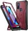ultimate protection with poetic revolution case for motorola moto g pure 6.5 inch (2021 release): rugged, dual-layered, and kickstand-equipped in bold red logo