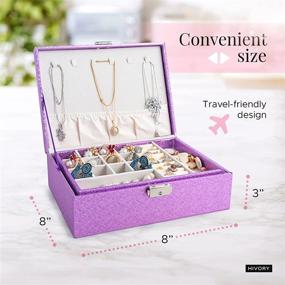 img 2 attached to Hivory Jewelry Box For Women ~ Jewelry Organizer Box For Girls ~ Jewlery Box For Rings, Earrings, Bracelets, Studs & Necklace ~ Double Layer Stackable Jewelry Organizer Trays (Purple)
