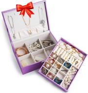 hivory jewelry box for women ~ jewelry organizer box for girls ~ jewlery box for rings, earrings, bracelets, studs & necklace ~ double layer stackable jewelry organizer trays (purple) logo