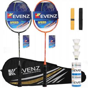 img 4 attached to KEVENZ Carbon Fiber Badminton Racket Set - 2 Racquets, 3 Goose Feather Birdies, 2 Racket Grips And 1 Carrying Bag
