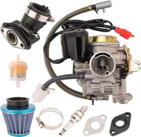 img 4 attached to 🔧 High Performance 50CC Carburetor for GY6 4 Stroke 139QMB Engine, PD18J Carburetor for 49cc 50cc Scooter Moped, 50cc Moped Carburetor with Intake Manifold Air Filter – LOYPP