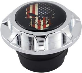 img 2 attached to 🏍️ GUAIMI CNC Aluminum Fuel Gas Tank Oil Cap - Compatible with Harley Sportster XL 1200 883 X48 Dyna - Glued American Skeleton Design in Chrome - Enhanced SEO