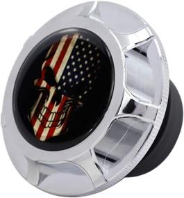 img 1 attached to 🏍️ GUAIMI CNC Aluminum Fuel Gas Tank Oil Cap - Compatible with Harley Sportster XL 1200 883 X48 Dyna - Glued American Skeleton Design in Chrome - Enhanced SEO