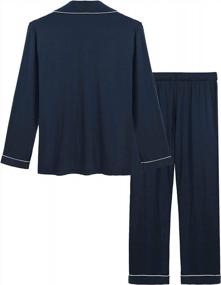 img 3 attached to Joyaria Soft Bamboo Pajama Set For Women - Button-Down Top And Long Sleeve Pants Sleepwear