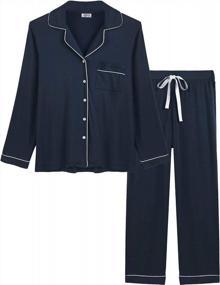 img 4 attached to Joyaria Soft Bamboo Pajama Set For Women - Button-Down Top And Long Sleeve Pants Sleepwear