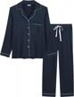 joyaria soft bamboo pajama set for women - button-down top and long sleeve pants sleepwear logo