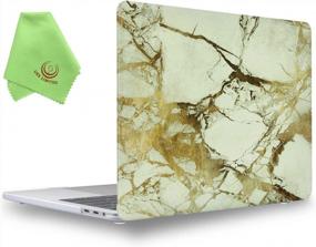 img 4 attached to Жесткий чехол с мраморным узором для MacBook Pro 16 дюймов (2019/2020), модель A2141 с сенсорной панелью и USB-C - белый / золотой от UESWILL
