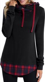 img 4 attached to Check Contrast Pullover Hoodie Top For Women With Funnel Neck By DJT
