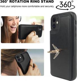 img 1 attached to Protect Your IPhone 11 In Style: Onetop Wallet Case With Card Holder, Ring Kickstand & RFID Blocking Technology