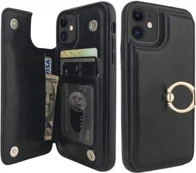 img 4 attached to Protect Your IPhone 11 In Style: Onetop Wallet Case With Card Holder, Ring Kickstand & RFID Blocking Technology