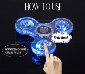 img 3 attached to FIGROL LED Light Up Fidget Spinner 2 Pack - Fun Gift For Valentine'S Day: Crystal Toy For Boredom Relief, ADHD & Anxiety Reduction In Kids (Blue & White)