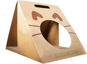 img 2 attached to 🐱 SHENGOCASE 1/ 2-Pack Cardboard Cat Scratcher House with Scratching Pad, Cat Tent, and Cat Cave for Optimal Feline Fun and Entertainment