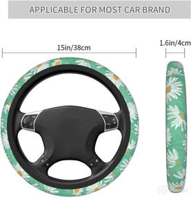 img 1 attached to Daisy Car Steering Wheel Cover: Small Size, Universal Fit, Anti-Slip, Sweat Absorbent - Ideal Automotive Accessory for Women & Men, 15 Inch